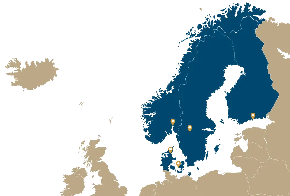 Kort over locations i scandinavien